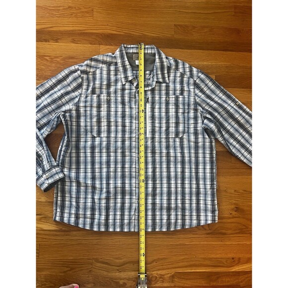 L.L. Bean Shirt Mens XXL Blue Plaid Outdoor Fishing Vented  Pockets Outdoor - Picture 9 of 11